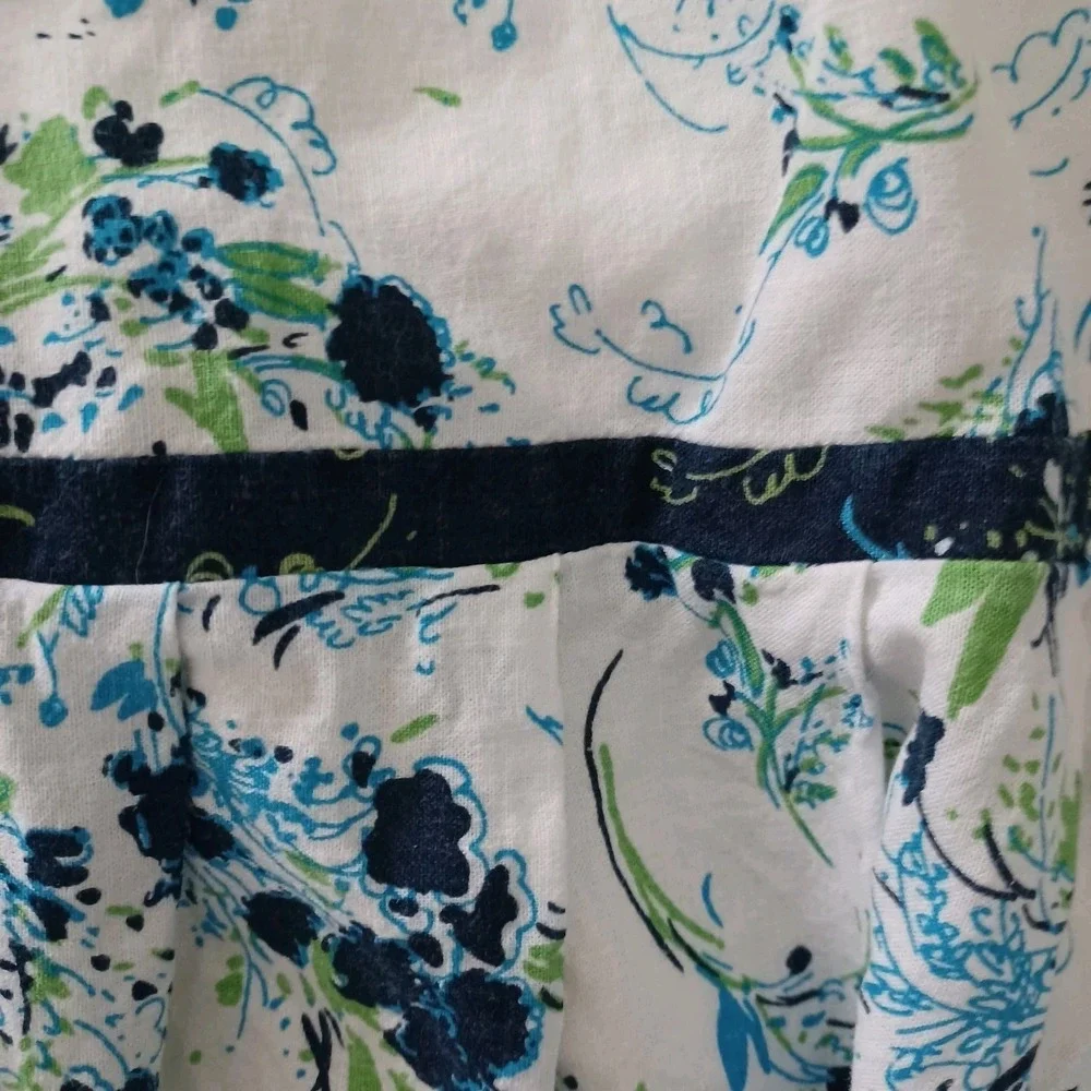 Free People Women Blue Floral One‎ Shoulder Tiered Mini Dress White Size S SP